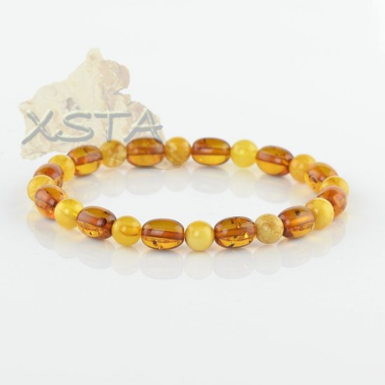 Baltic amber bracelet round tube beads